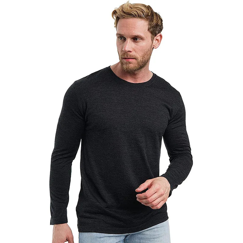 100 Merino Wool Base Layer Men Shirt Underwear top Thermal Top Warm Wicking Breathable AntiOdor 241029