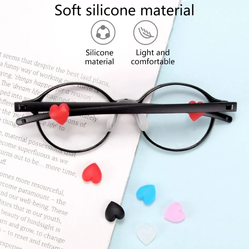 10 Pairs new Heart Shape Glasses Anti-slip Silicone Ear Clip Adult Kids Eyeglass Strap Holder Ear Grips Hook for 2025 Sports Daily Wear