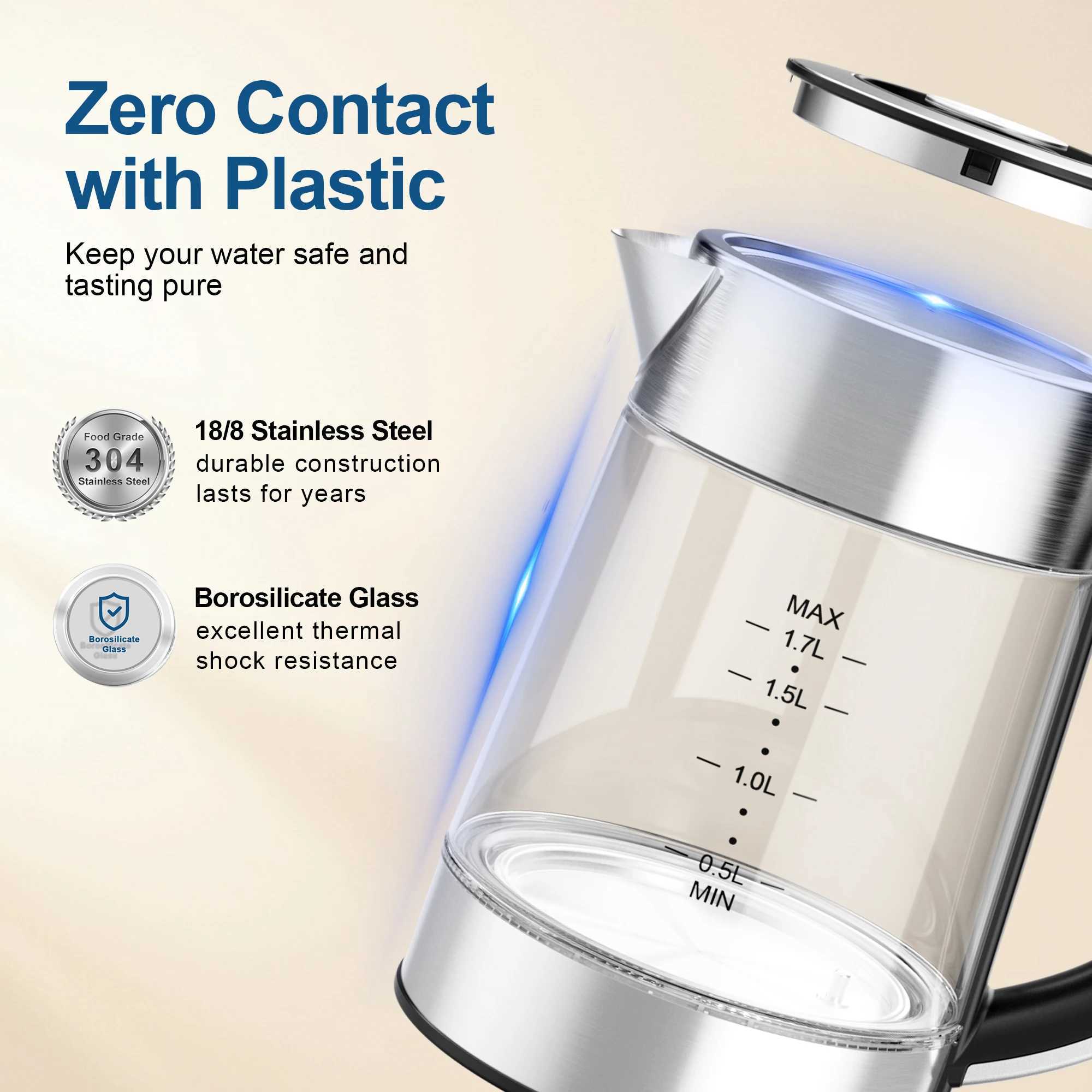 CACHOO 1.7L electric kettle temperature control 5 presets 1 hour to maintain warmth Y241102