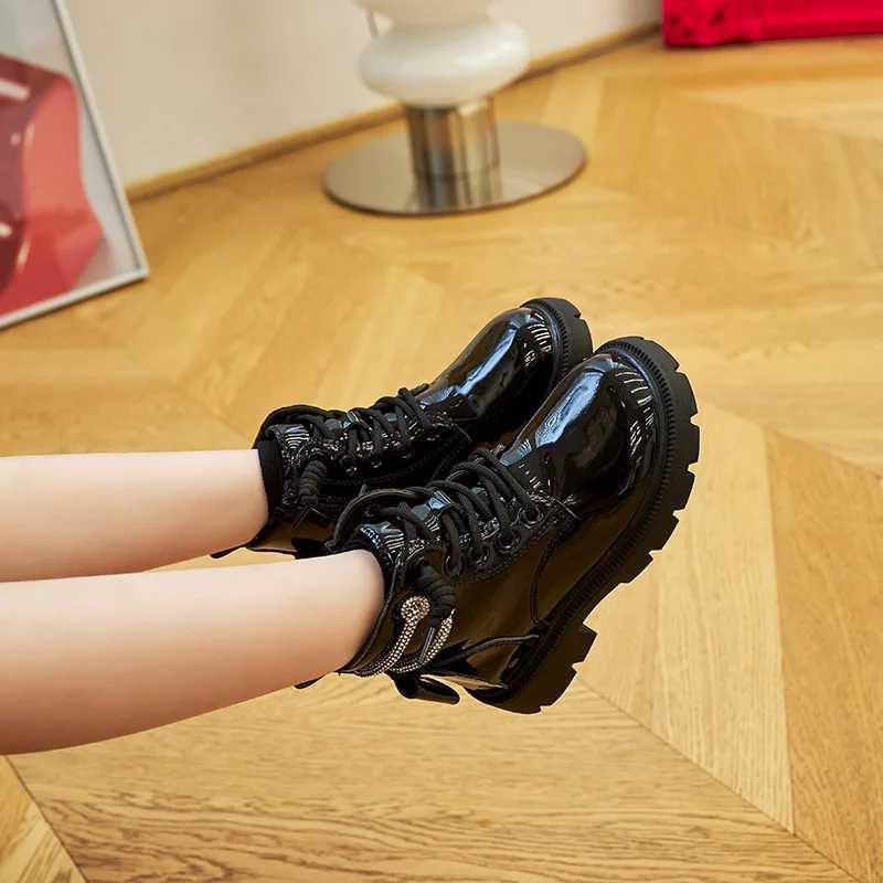 Four Seasons Childrens Girls Boots PU Leather Waterproof Plush Childrens Snow Boots Fashion Childrens Shoes Anti slip Shoes Rear Bow M241102