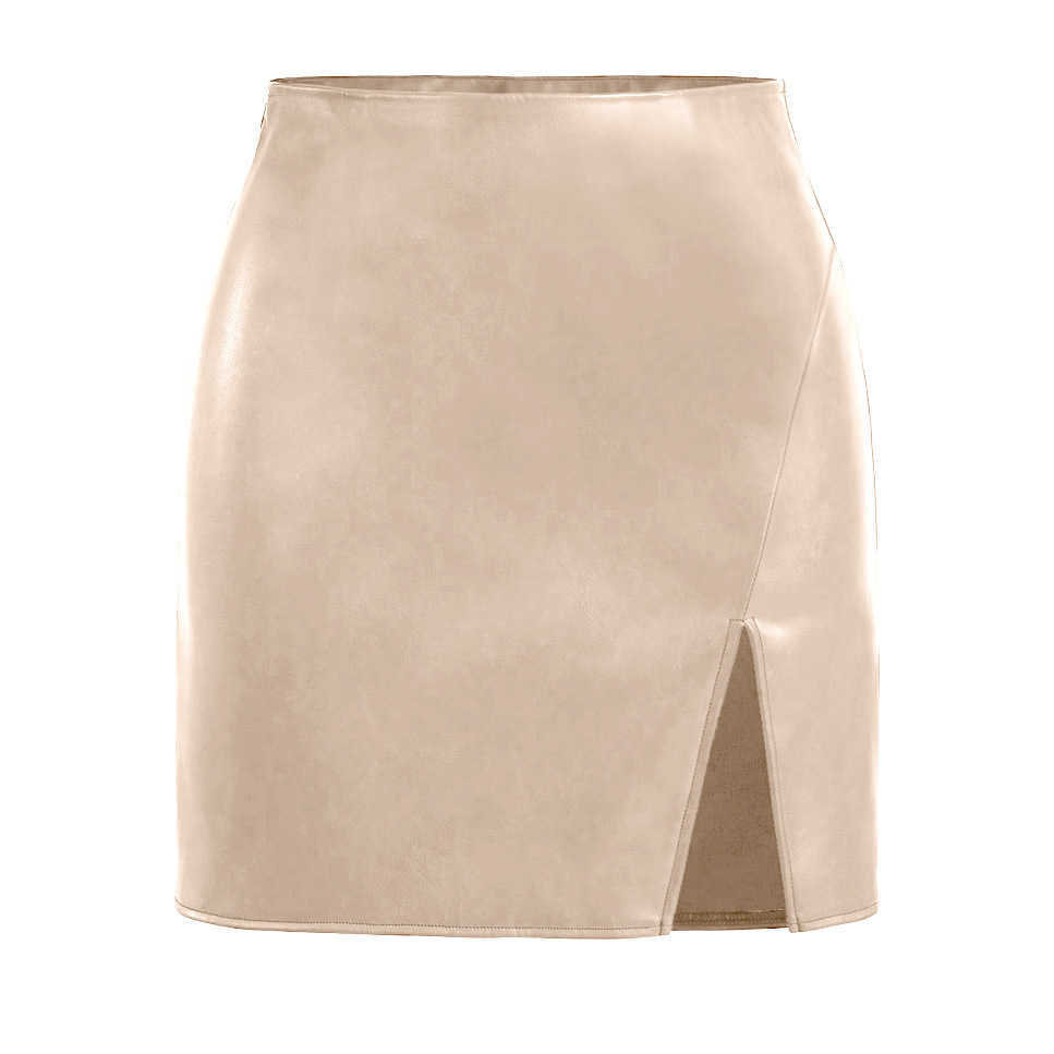 Sexy Women Hip Hugging Skirt WoMens High Waisted Zipper Short Skirt Pu Leather Skirt Length Adult Career Skirts 241023