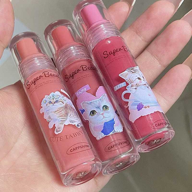 Cute Cat Mirror Liquid lipstick Waterproof Moisturizing Jelly lipstick Glossy Lasting Lip Free lipstick Cosmetics W241101