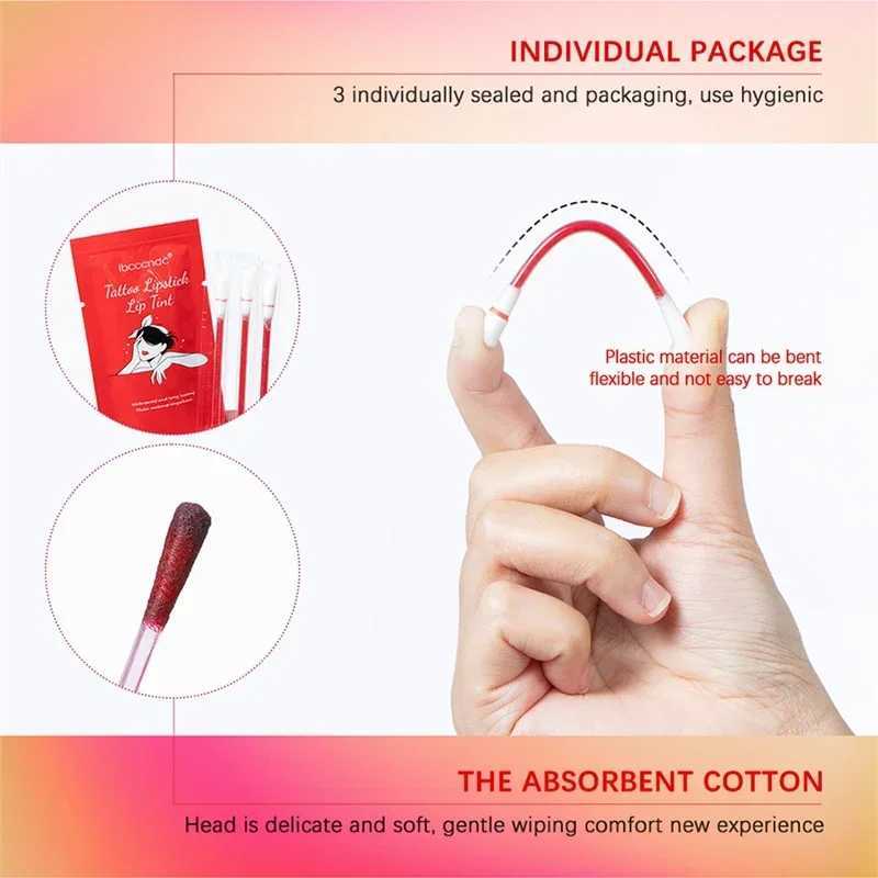 Lipglazes packaging disposable cotton swab lipstick portable waterproof liquid stick free cup tattoo lipstick kit W241101