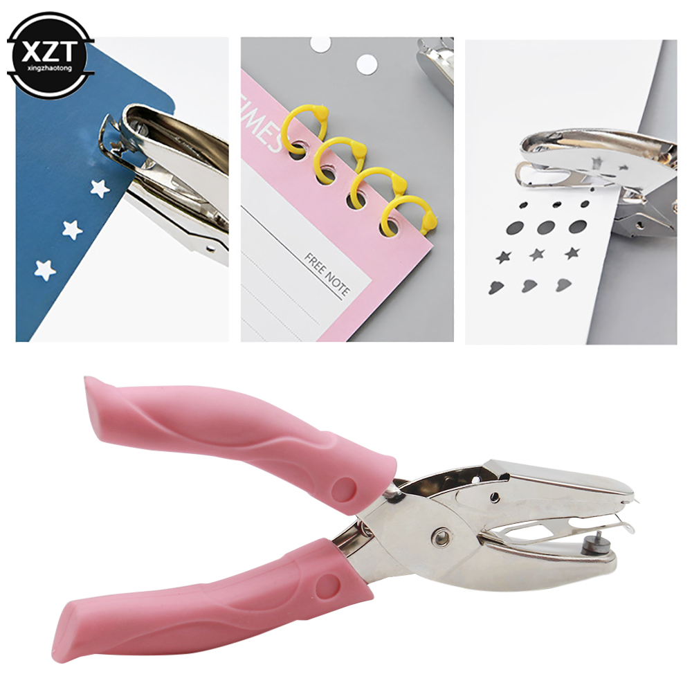 Mini Hole Punch DIY Paper Cutter Single Hole Puncher Cute Heart/Star/Circle Geometric Pattern Loose-leaf School Office Binding