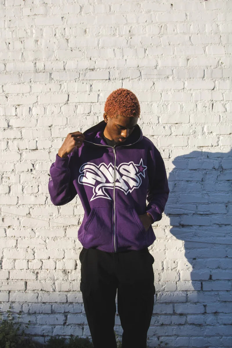 Zip Up Hoodie Y2k Harajuku Pattern Printing All Match Long Sleeved Sweatshirt Loose Oversized Streetwear Blue 240320
