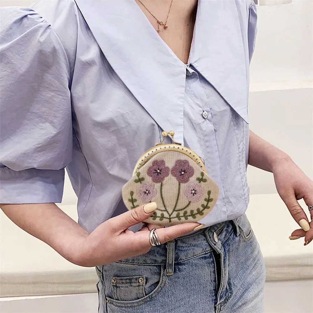 Flowers Bird Embroidered Coin Purse Wallet Mobile Phe Bags Kit Embroidered Wallet Crafts Handmade DIY Coin Purse Cluh BagsXJ241111