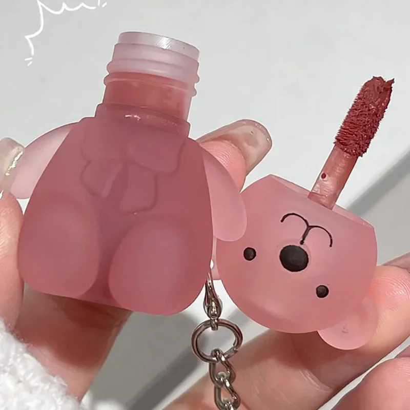 Cute Bear Key Chain lipstick Matte Velvet Mouse Grey Pink lipstick Waterproof Lasting Stick Free Lip Color Korean Cosmetics W241101