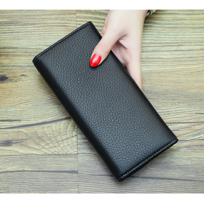 New Long Women Wallets Real Leather Purse Simple Luxury Envelope Wallet Clutch Female Excellent Cowhide Billfold Birthday Gift