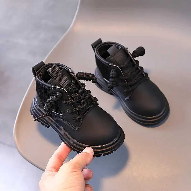 Boys Thick Bottom Girls Shoulder and Ankle Boots Spring and Autumn Fashion Childrens Solid Color Leather Boots Matte PU M241102