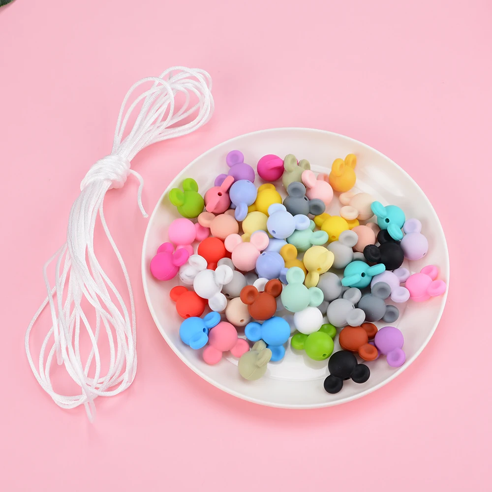 Silicone Beads Food Grade Baby 2025 Teether Toy Soft Chew Teething BPA Free DIY new Charm Necklace mouse Silicone Perle