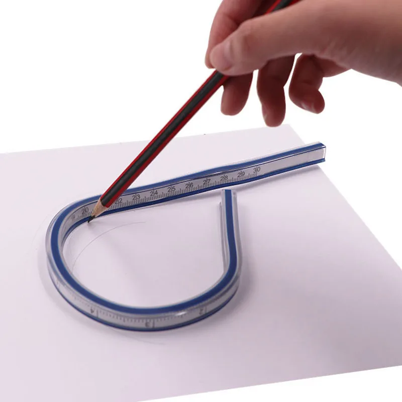 1PC Flexible Curve Ruler 2025 Drafting Drawing Tool Snake Shaped Ruler Flex new Curved Ruler Quilting Plastic School Office Supplies 30cm