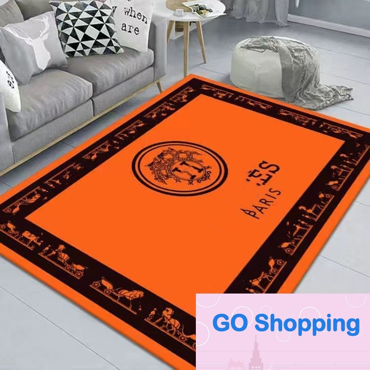Wholesale Light Luxury Orange Carriage Room Fashion Brand Carpet Living Room Bedroom Fashion Bedside Mat Clothing Store Cloakroom Mats