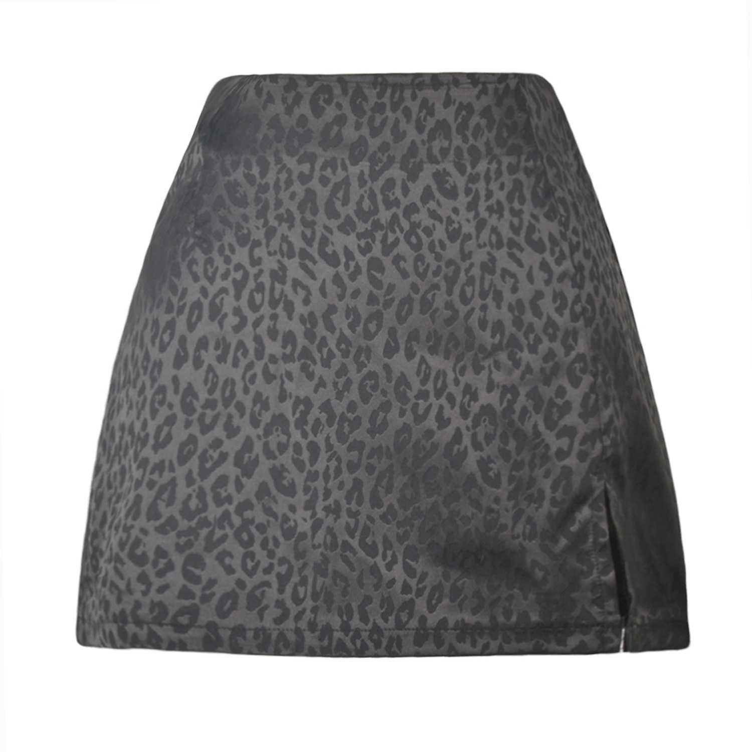 Leopard Print Career Skirts For Women Vintage Hip-hugging Skirt Summer Leopard High Waist Split Skirt Sexy Jacquard Satin Zipper Skirt 241023