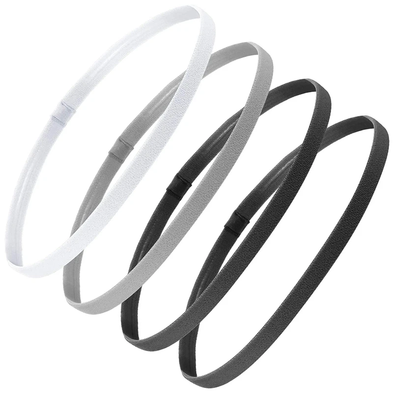 4 Pieces Solid Thick Non-Slip 2025 Elastic Sports Outdoor Headbands Hair Headbands for Men Exercise Hair Bands Sweatbands new for Women