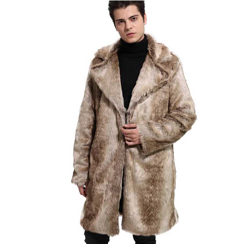 Men hot new winter warm fashion imitation fur coat fur coat fur jacket long mink coat Fur coat men jacketXJ241102