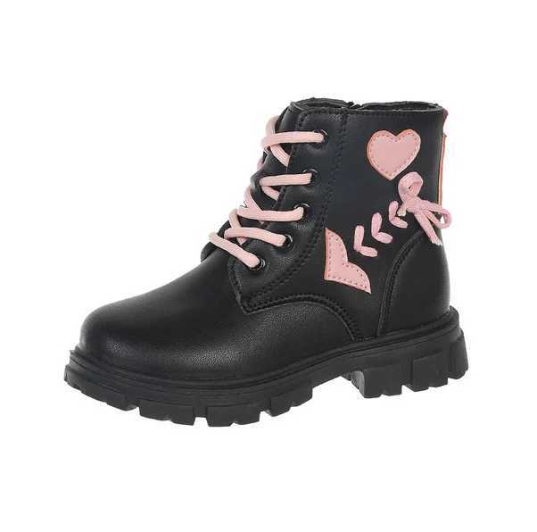 Girls ankle boots childrens fashion boots pink elegant zipper love pattern childrens princess leather boots anti slip size 26-37 M241102
