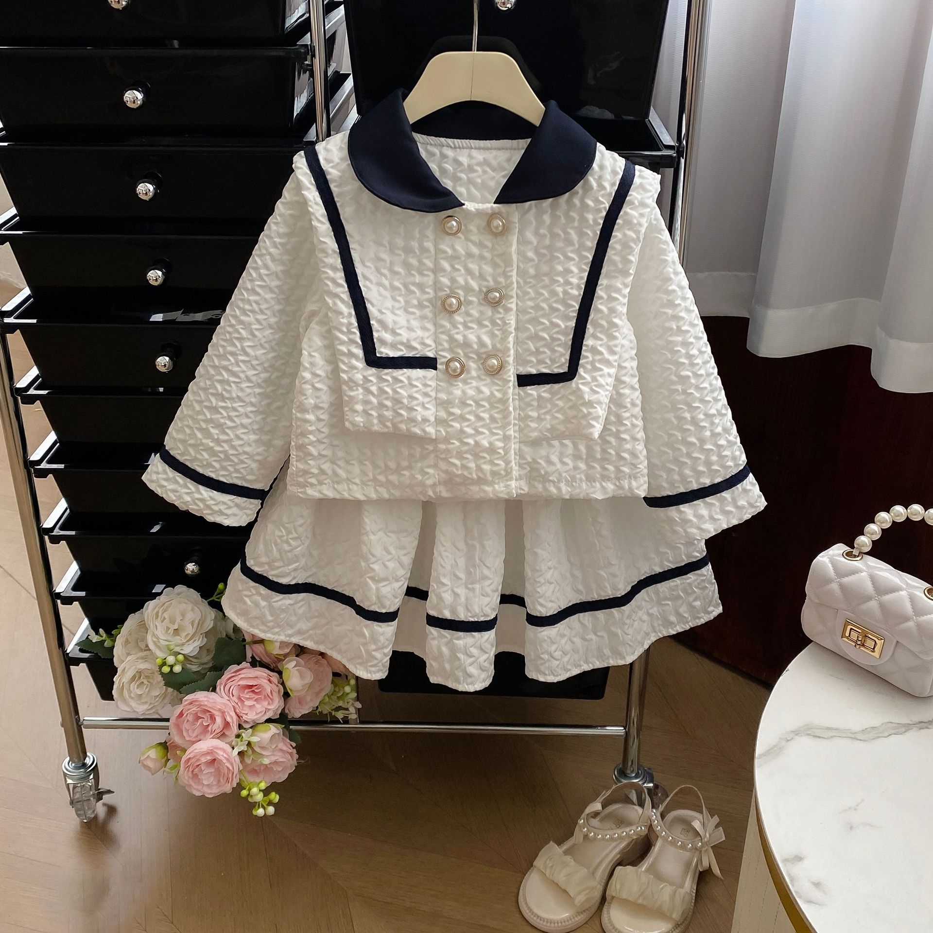 Children's Set 2024 Autumn New Short Skirt Two piece Set Small Fragrant Style Children's Wear Free Shipping