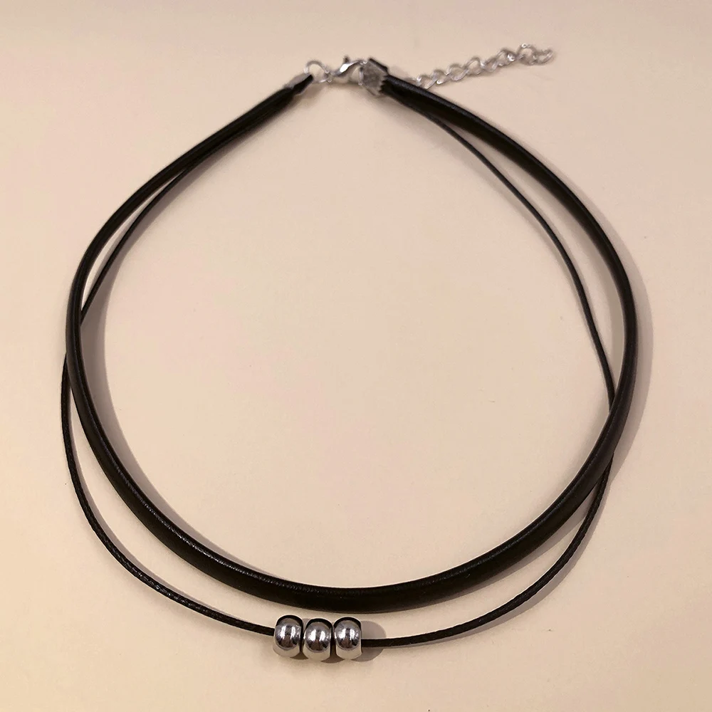 Classic Gothic Tattoo Black Leather Choker Necklace For Women Beads Pendant 2025 Charm new Necklaces Boho Jewelry Christmas Gift X0159