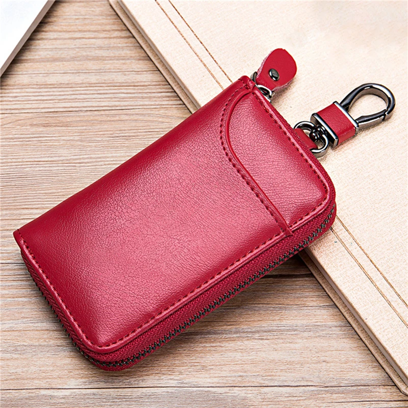 Leather 2025 Keychain Men Women Key Holder Organizer Pouch PU Case Split Car Key new Wallet Housekeeper Key Case Mini Card Bag