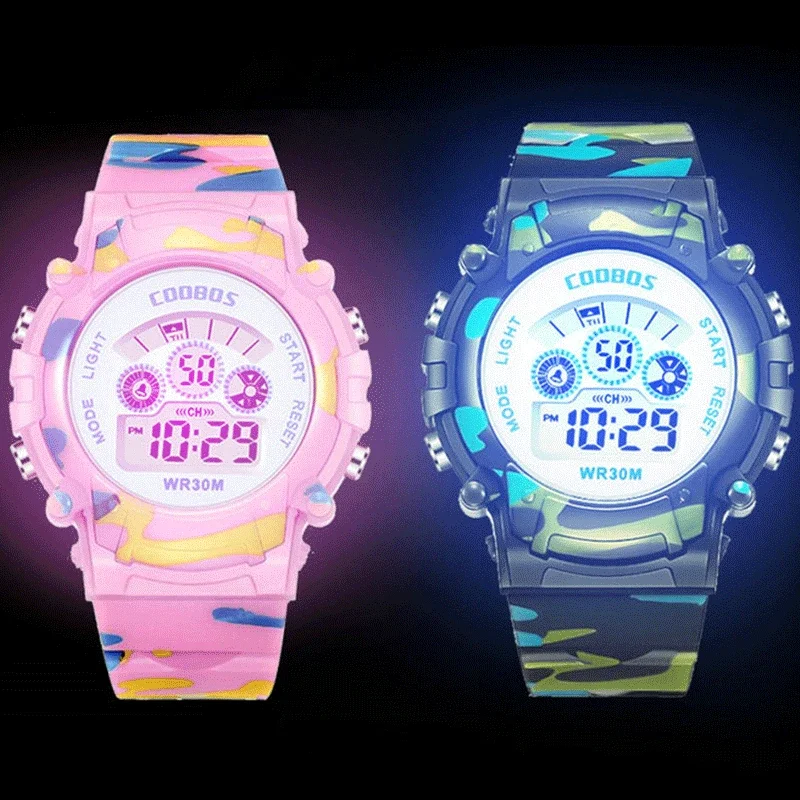Camouflage Kids Watches Waterproof Children's Digital Watch Luminous 2025 new Sport for Boys Girls LED Alarm Wristwatch Clock