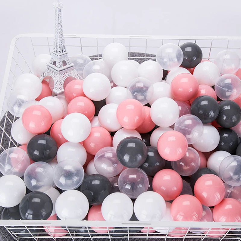 100Pcs Colors Baby Plastic Balls Water Pool Ocean Wave Ball Eco-Friendly Transparent Pit Soft Kids Basketball Outdoor Toys