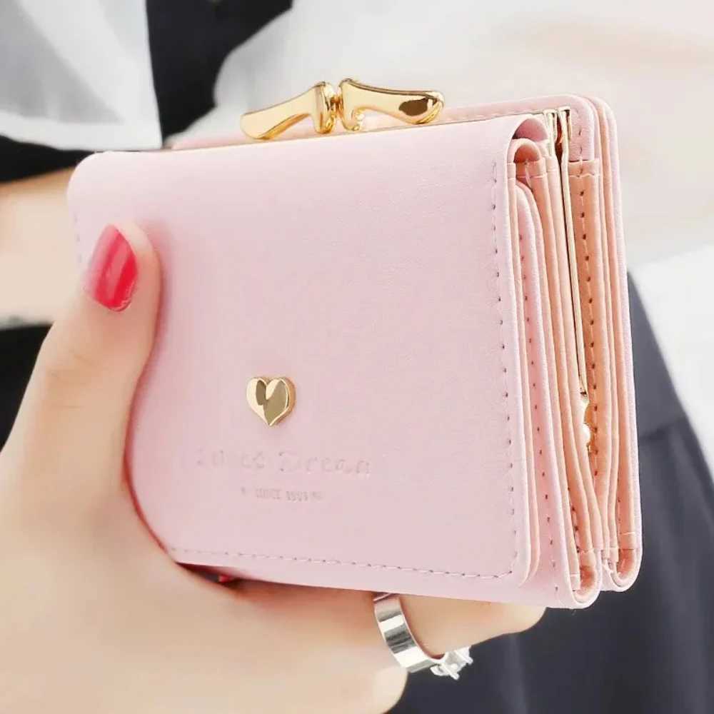 Short Fresh Cute Three Fold Ladies Wallet Heart Coin Purse Soft Surface Customizable Daily Mah Shopping Promoti GiftXJ241111