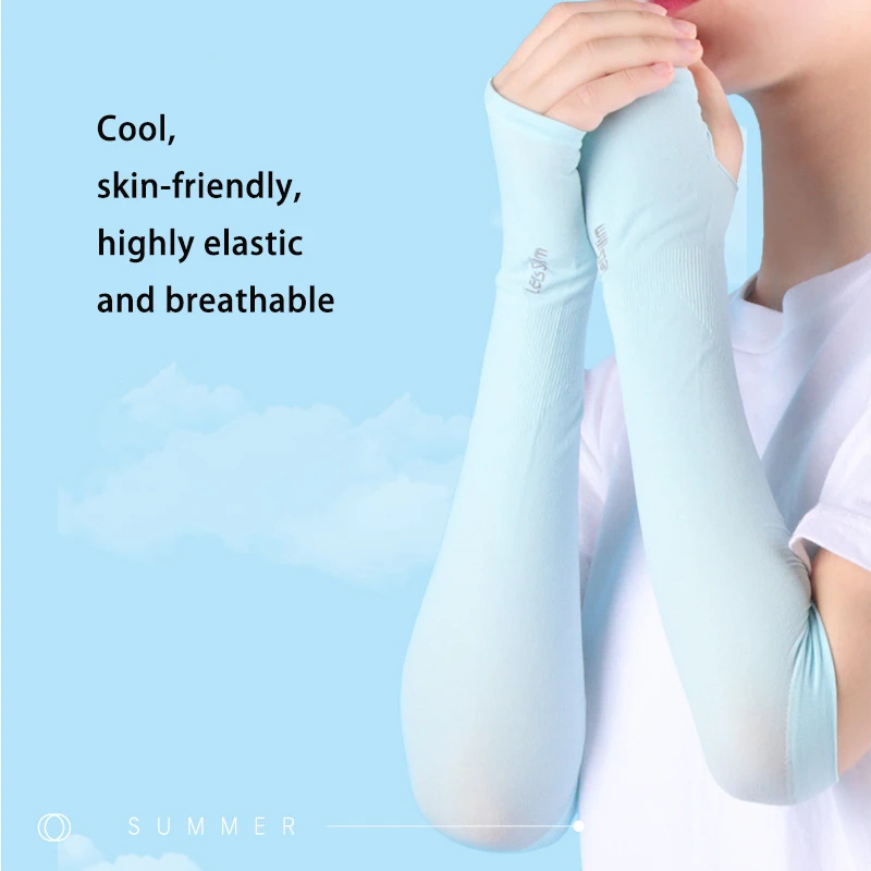Korean Style Sports new Ice Sleeves For Men Women Summer Solid 2025 Long-Sleeved Half-Finger Cycling Gloves Outdoor Sunscreen Sleeves