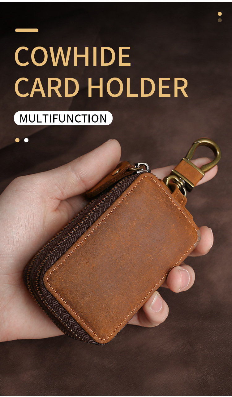 Leather Multi Chain: Car Key Bag With Double Zipper For Motorcycles & General Motors New Free Delivery Designer Bag