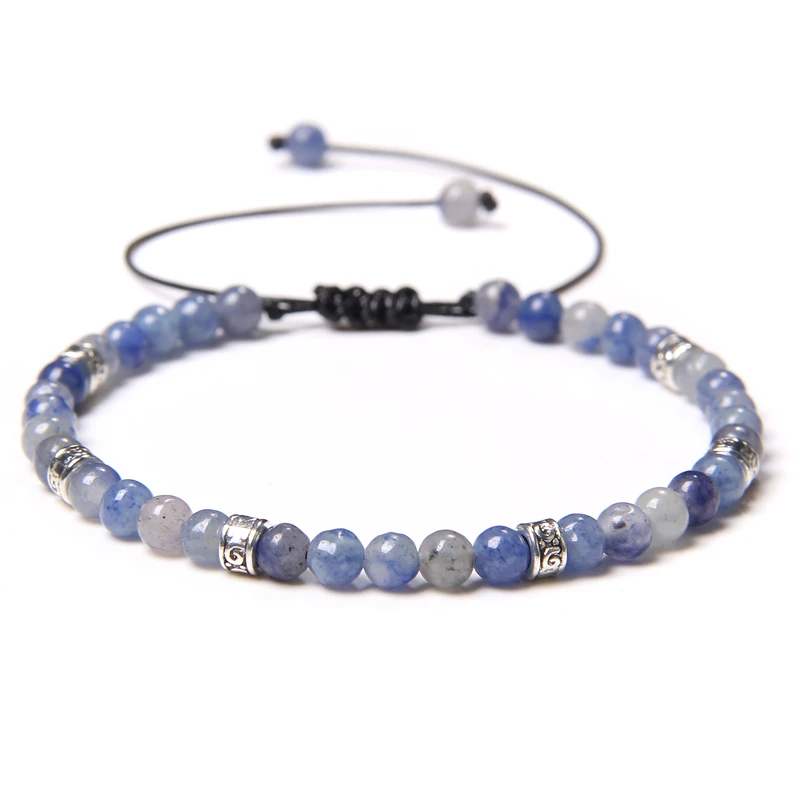Adjustable 4mm Stone Beads Bracelet Sodalite Chalcedony Woven Bangle Handmade Braided Bracelets For 2025 Women Men new Reiki Jewelry
