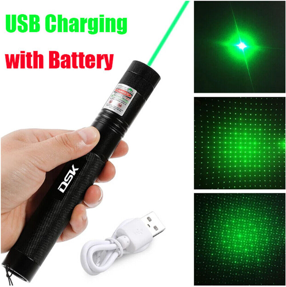 1500Miles Green Laser Pointer Pen Star Beam 1 mW USB Charger Rechargeable Lazer