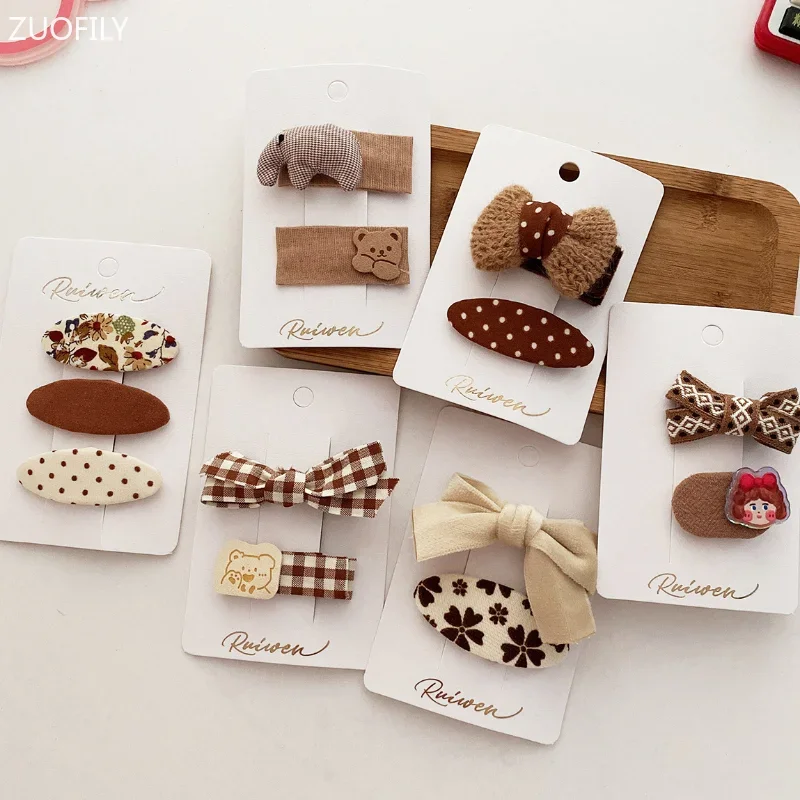 1pair 2023 Koren Style Cute Bear Baby Girls Hair Clips Children new Toddler 2025 Bow Headband Kid Hair Accessorie Baby Hair Accessories