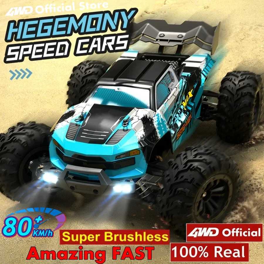 Super brushless 80KM or 50KM/H four-wheel drive RC with LED remote control high-speed drift racing car 4x4 off-road truck childrens toys X241101