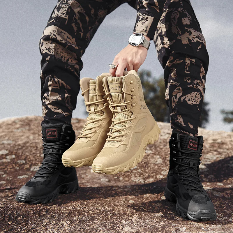 Men's Waterproof Military Tactical Outdoor Breathable for Men Desert Boot Combat Mid Calf Boots Hiking Shoes 347fe