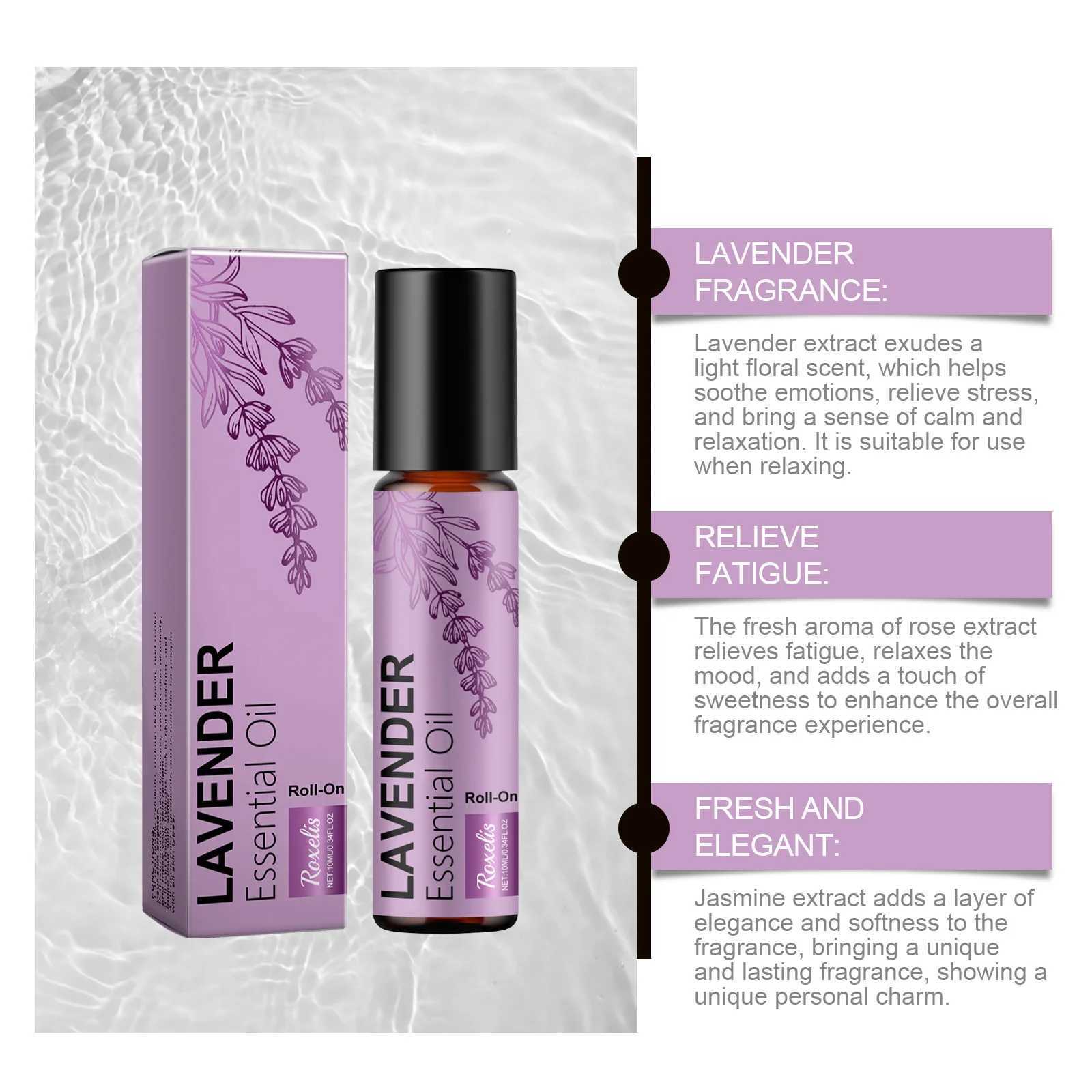 Lavender perfume Roll Lasting Natural Fragrance Flower Smell Allergy Calming Emotion Pure Vegetable Essential OilW241102