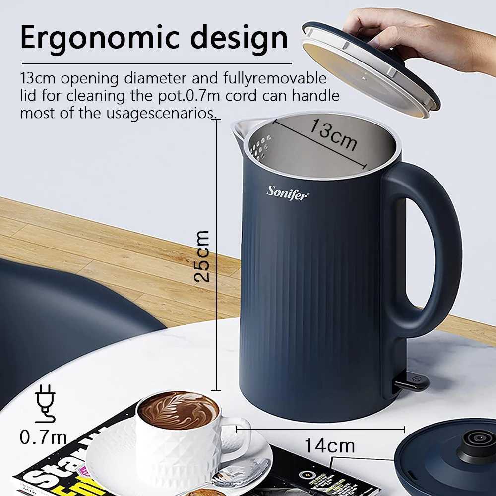 304 stainless steel electric kettle household double wall design 1.7L 1500W cordless frosted house Y241102