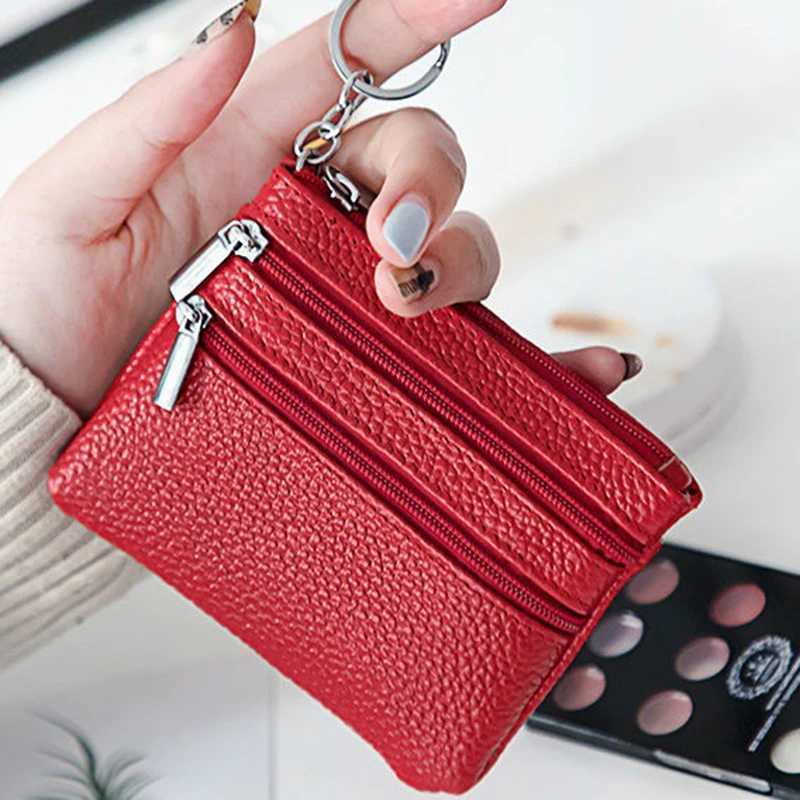 2 Zip Women Genuine Leather Coin Purse Female Wallets Women Zipper Coin Purses Card Holder Children Storage Pocket Bags PouchXJ241111