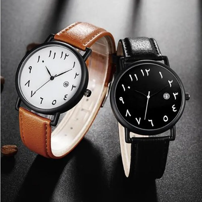 Mens Watches 2023 Brand new Leather Wrist Watch for Men Arabic Numerals Date 2025 Casual Sport Quartz Wristwatch Relogio Masculino