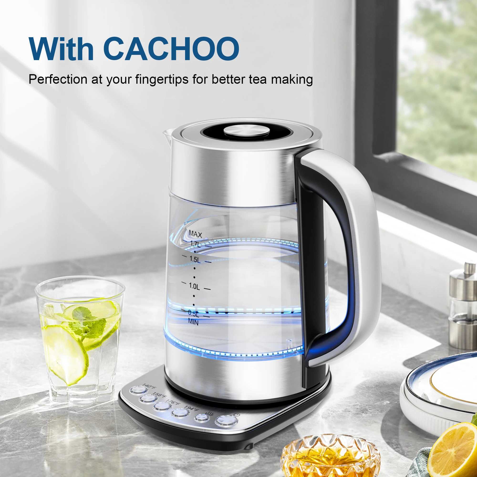 CACHOO 1.7L electric kettle temperature control 5 presets 1 hour to maintain warmth Y241102
