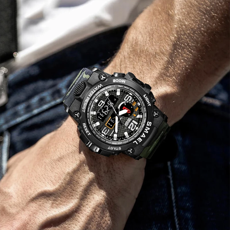 New Watches 2025 for Men Waterproof Clock Alarm new Dual Display Sport Wristwatch Quartz Digital Male Stopwatch 1545D