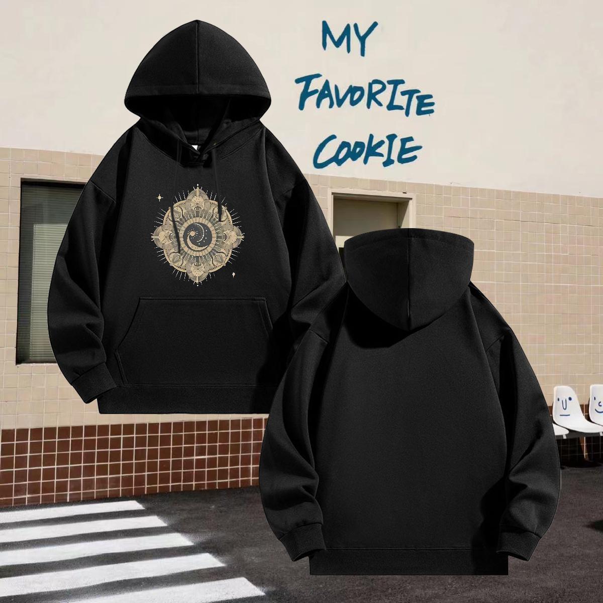 Customized Hoodie For Man Casual Daily Wear Brand Men's Hooded Sweatshirt Breathable Drawstring Floral Print Tops Hoody Cotton 350g