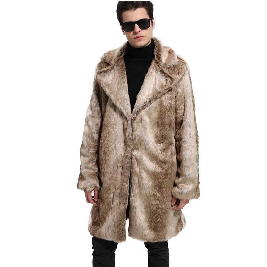 Men hot new winter warm fashion imitation fur coat fur coat fur jacket long mink coat Fur coat men jacketXJ241102