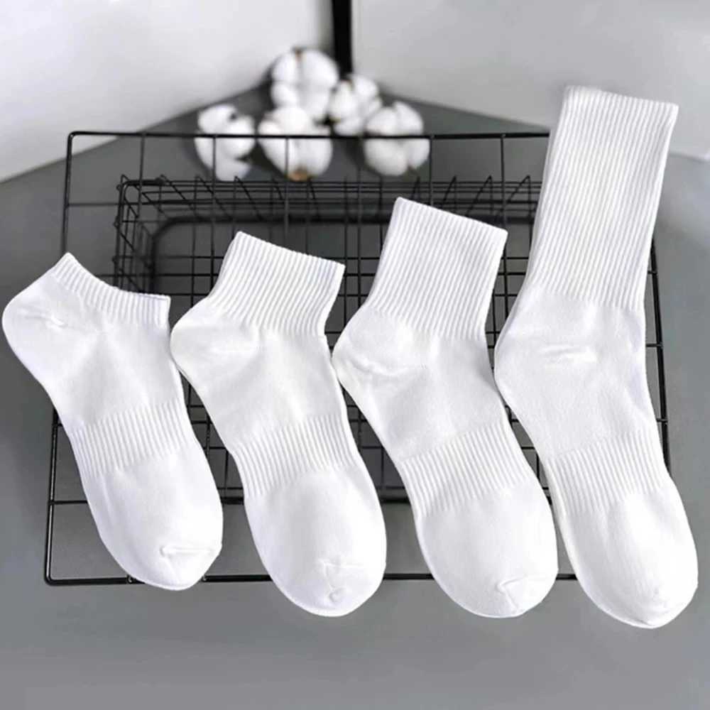 4 Pairs Solid Colour Black White Multiple Style Soft Breathable Sports Ankle Mens Womens Summer Autumn Business LX241102