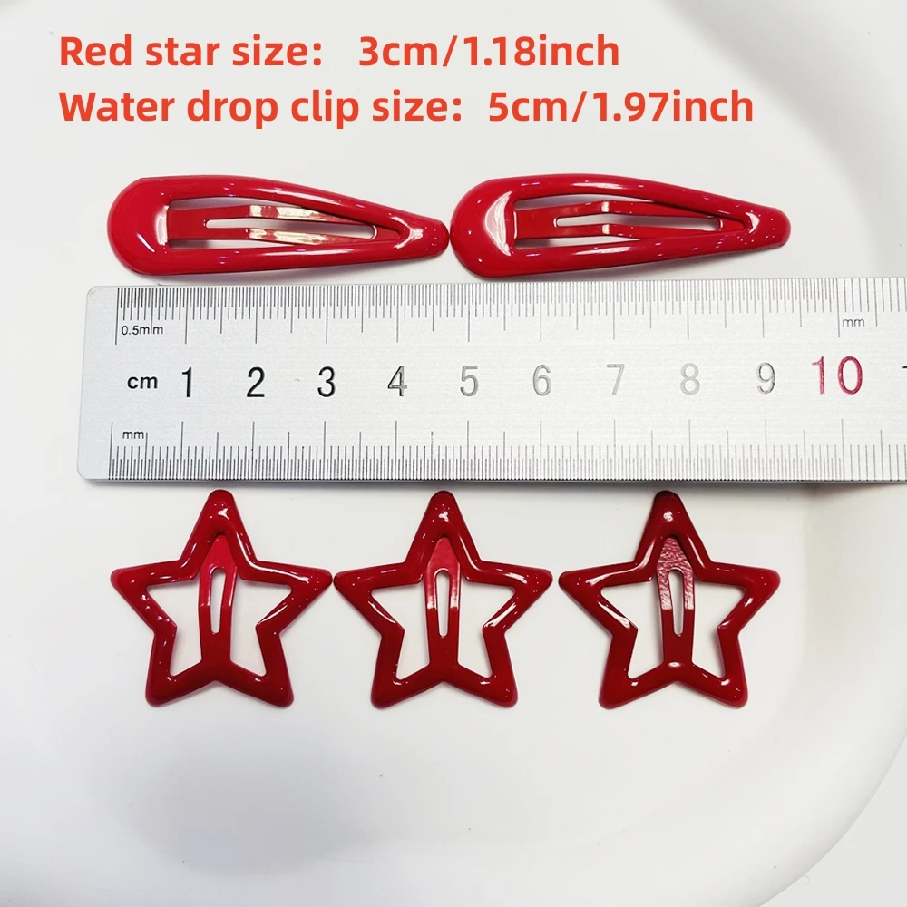 10/15Pcs Red Star Hair new Clip For Girls Waterdrop Barrettes Hairpin For Women Girls Flash Sier Star 2025 Kids Hair Accessories 2023