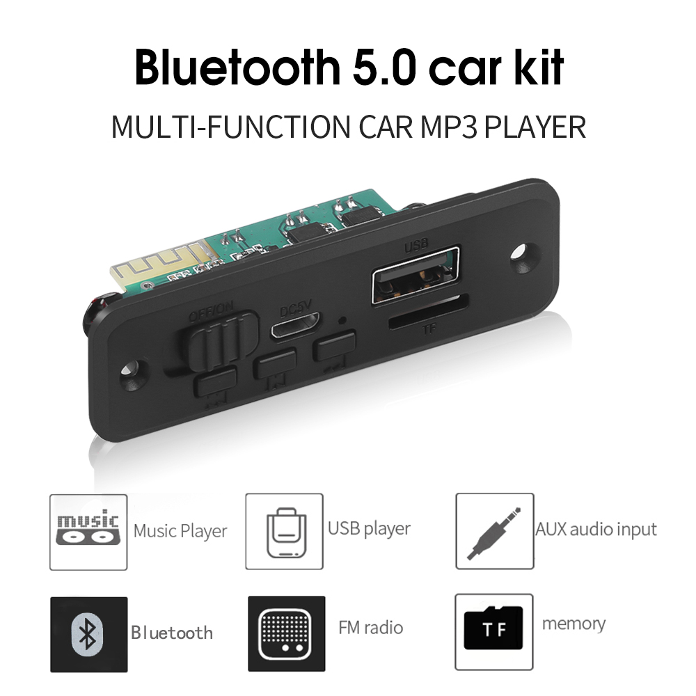 Kebidu Bluetooth Car Mp3 Player Handsfree Dc 5V 18V Mp3 Decoder Board 50W Amplifier Usb Recording Module Fm Aux Radio Speaker