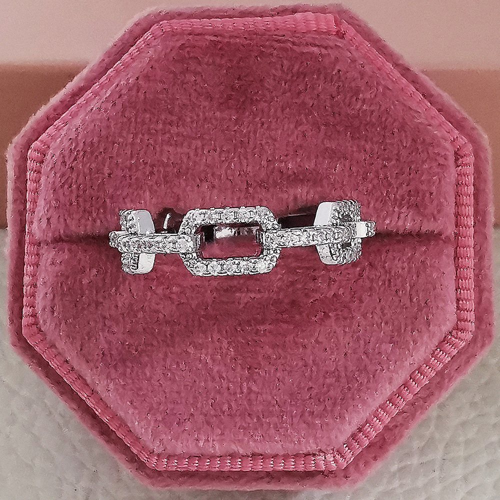 Solitaire ring creative chain women's zircon ring silver rose gold diamond ring wedding Crystal Cluster Ring luxury jewelry 6-10