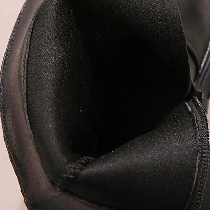 Girls long boots black Pu leather bow short and fashionable childrens winter boots warm bow round toe high knee childrens shoes M241102