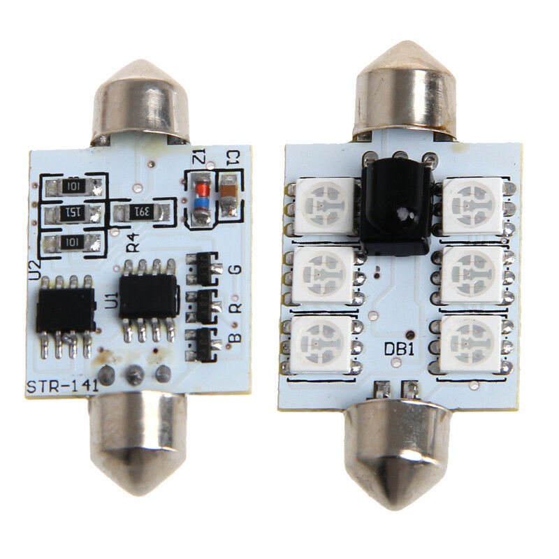 2pcs Car Interior RGBW LED Dome Reading Light RGB 41MM C5W Remote 16Colors Light Bulbs Map Dome Lamp 12V Car Lights Accessories