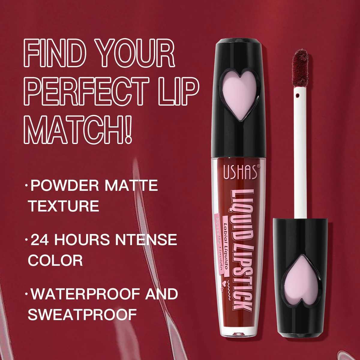 USHAS 6 Color lipstick Long lasting moisturizing lip color Heart shape design Simple color liquid lipstick W241101