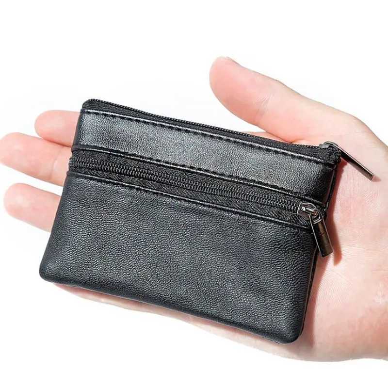 Men Coin Purse Black Leather Single Zipper Multi-Functi Mobile Phe Coin Purse Fi Men Mini WalletXJ241111