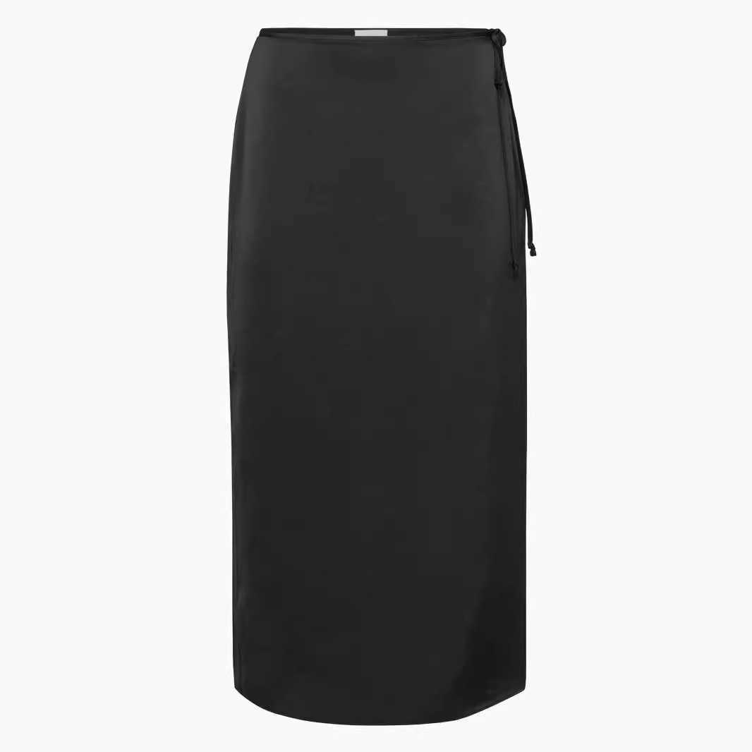Women Skirt WoMens Lace Up Satin Half Skirt High Waist Slit Straight Tube Skirt Solid Color Temperament Long Skirt For Women Length Adult Skirts 24102